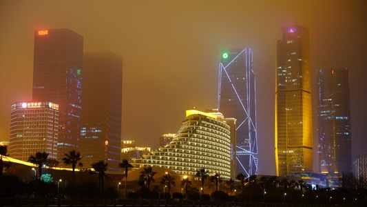 风光-夜景-雾-城市-建筑 图片素材