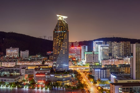 厦门-建筑-夜景-酒店-威斯汀酒店 图片素材