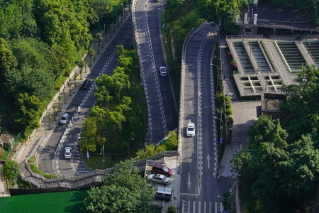 路-城市-重庆-高视角-汽车 图片素材