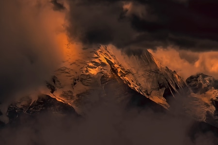 地形-雪山-天空-雾-云 图片素材