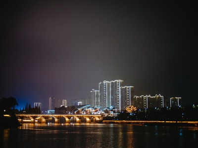 湖南-家乡-醴陵-夜景-风光带 图片素材