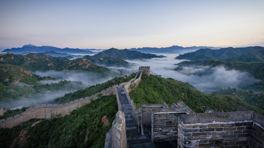旅行-日出-金山岭长城-风光-建筑 图片素材