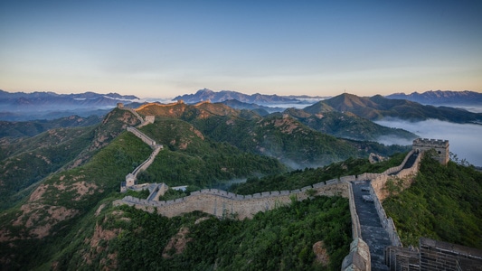 旅行-日出-金山岭长城-风光-建筑 图片素材