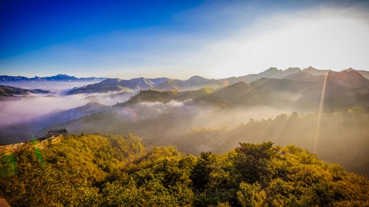 旅行-日出-金山岭长城-风光-建筑 图片素材