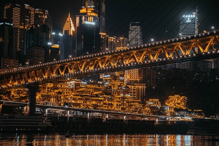 城市-夜景-风光-洪崖洞-桥 图片素材