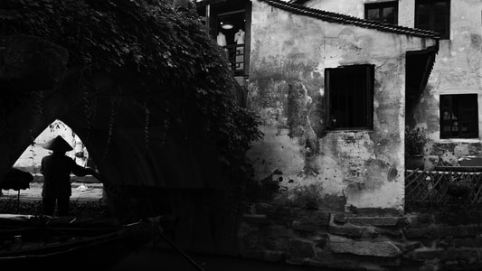 艺术风光-房屋-建筑-斗笠-船 图片素材
