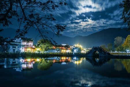 风光-夜色-黄山-宏村-慢门 图片素材