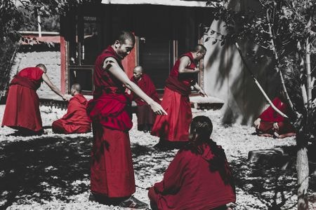 西藏-桑耶寺-佛教-喇嘛-辩经 图片素材