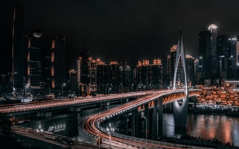 重庆夜景-千厮门大桥-城市夜景-夜色-建筑 图片素材