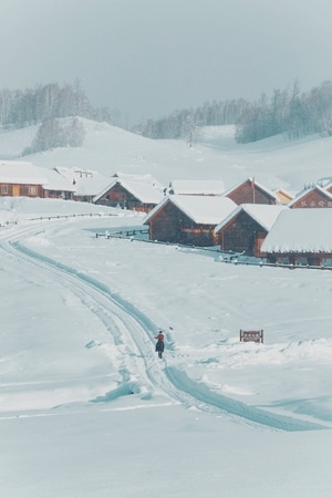 风光-北疆-雪景-阿勒泰-你好2020 图片素材