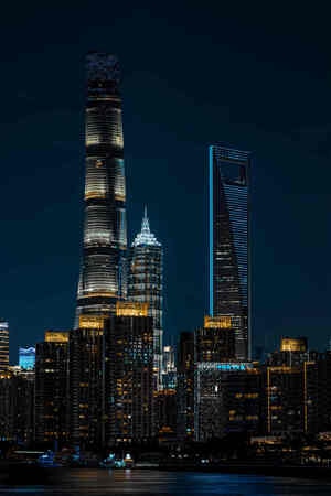三件套-夜-上海-灯光-70周年 图片素材