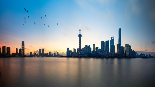 70周年-上海-三件套-黄浦江-日出 图片素材
