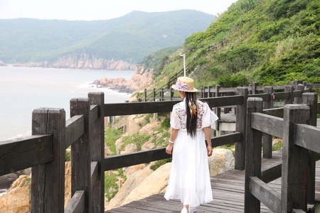 嵊泗列岛-夏日-美女-少女-女性 图片素材
