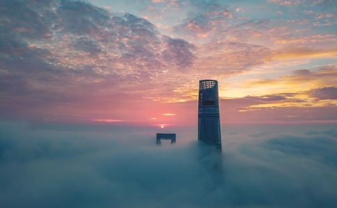 航拍-大疆-日出-陆家嘴-建筑 图片素材