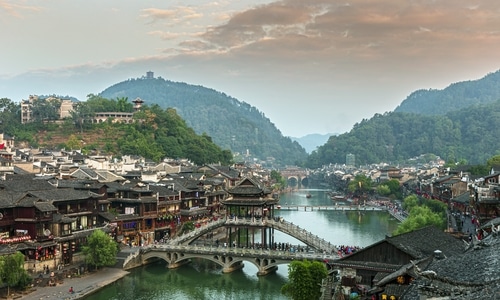 桥-凤凰古桥​-凤凰古桥​-桥-古镇 图片素材