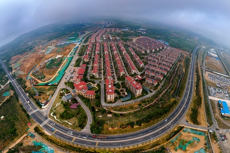 烟台市-磁山-航拍-磁山-城市 图片素材