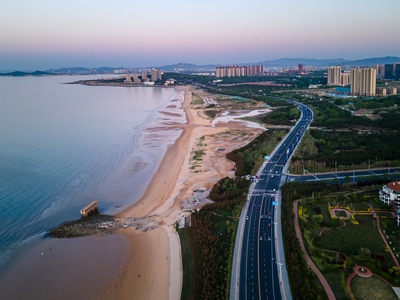 烟台市-海边-城市-城市风光-海 图片素材
