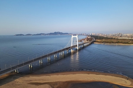 烟台市-海滨-海边-桥-桥梁 图片素材
