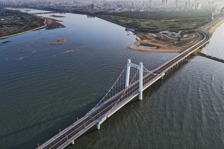 烟台市-海滨-海边-桥-桥梁 图片素材
