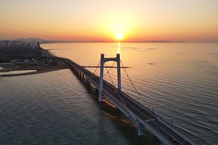 烟台市-海滨-海边-桥-桥梁 图片素材
