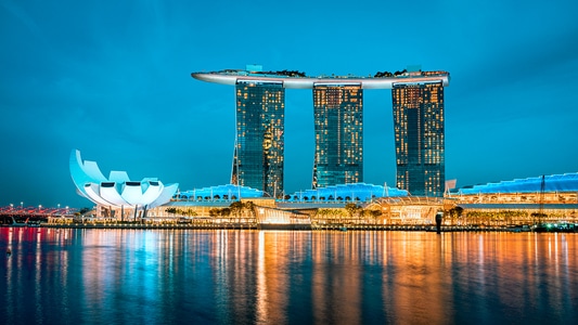 青橙色调-夜景-旅行-建筑-水域 图片素材