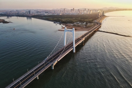 烟台市-海滨-海边-桥-桥梁 图片素材