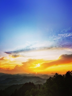 湘西土家族苗族自治州-夕阳-山际-风光-风景 图片素材