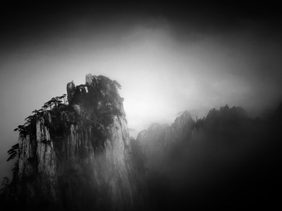黄山风光-画意-黑白-冬季-艺术风光 图片素材