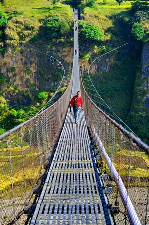 尼泊尔-色悌河峡谷-桥-桥梁-吊桥 图片素材