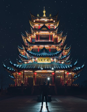 灯光-夜景-古建筑-鸿恩阁-阁楼 图片素材