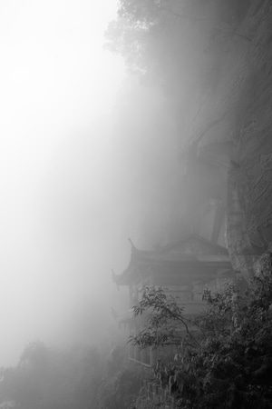 自然-风光-雨雾-蜀南竹海-黑白 图片素材