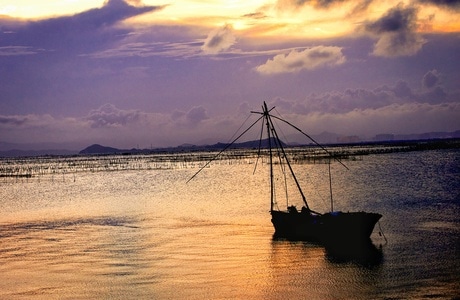 原创-大海-风光-夕阳西下-港湾 图片素材