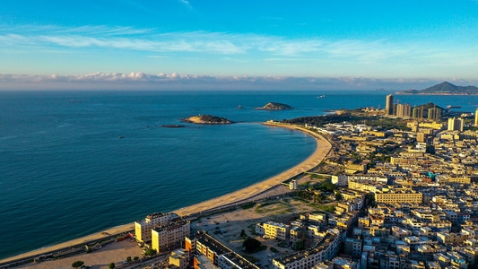 漳州市-东山岛-沙滩-航拍-城市 图片素材