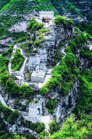 太行山-山谷-会峰寨-古寨-风景 图片素材