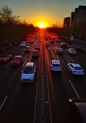 北京-街拍-风景-夕阳-长街 图片素材