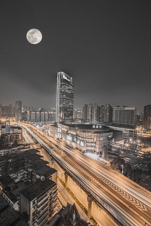 城市天际线-风光-城市-月亮-城市 图片素材