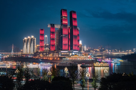 重庆-夜景-河流-城市-城市 图片素材