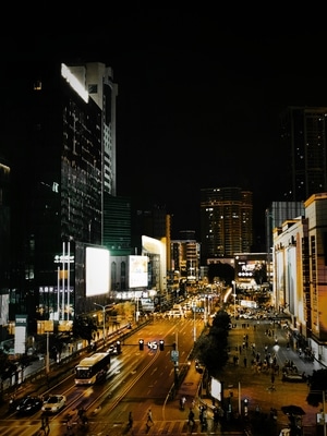 风景-城市夜景-大厦-新街口-城市 图片素材