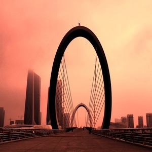 色彩-城市-钢拱桥-桥-桥梁 图片素材