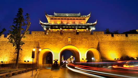 苏州-阊门-石路-城门-光轨 图片素材