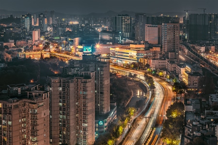 天际线-黄昏-建筑-城市-高角度 图片素材