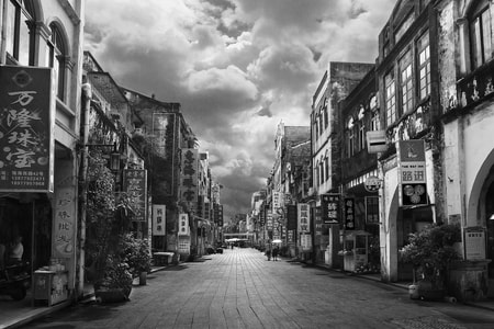 北海-老街-黑白-风景-街道 图片素材