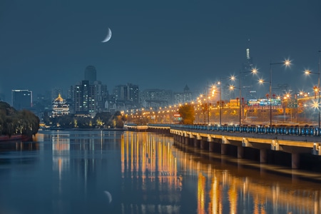 夜色-看你的城市-南京-秦淮河-赏心亭 图片素材