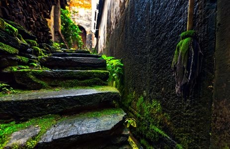 青苔-石阶-古镇-道路-阶梯 图片素材