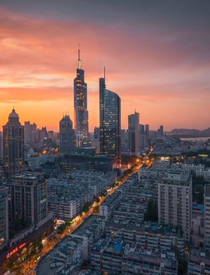 夜色-黄昏-夕阳-城市天际线-南京 图片素材