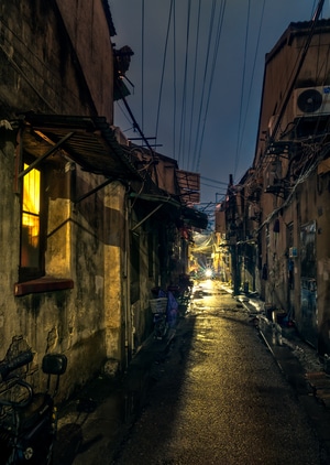 南京-城南-夜晚-老街-雨夜 图片素材