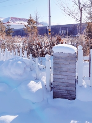 雪-年味-旅行-围栏-雪景 图片素材