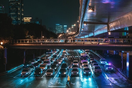 城市-夜景-道路-车道-公路 图片素材