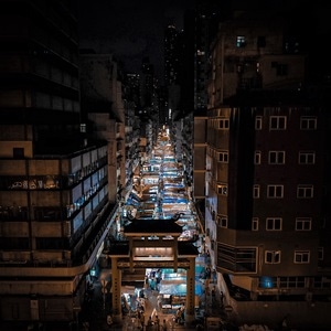 庙街-香港-夜市-城市-夜景 图片素材