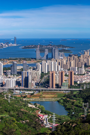 全景-厦门-城市-建筑-彩色 图片素材